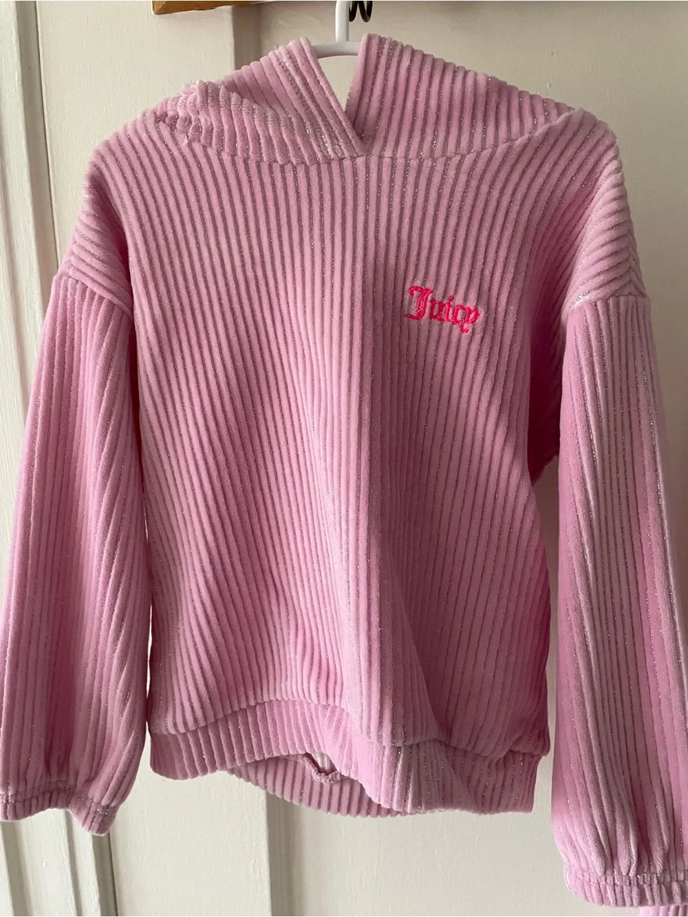 NWOT Juicy Couture Toddler Pink and Metallic Velour Ribbed Hoodie & Jogger Set